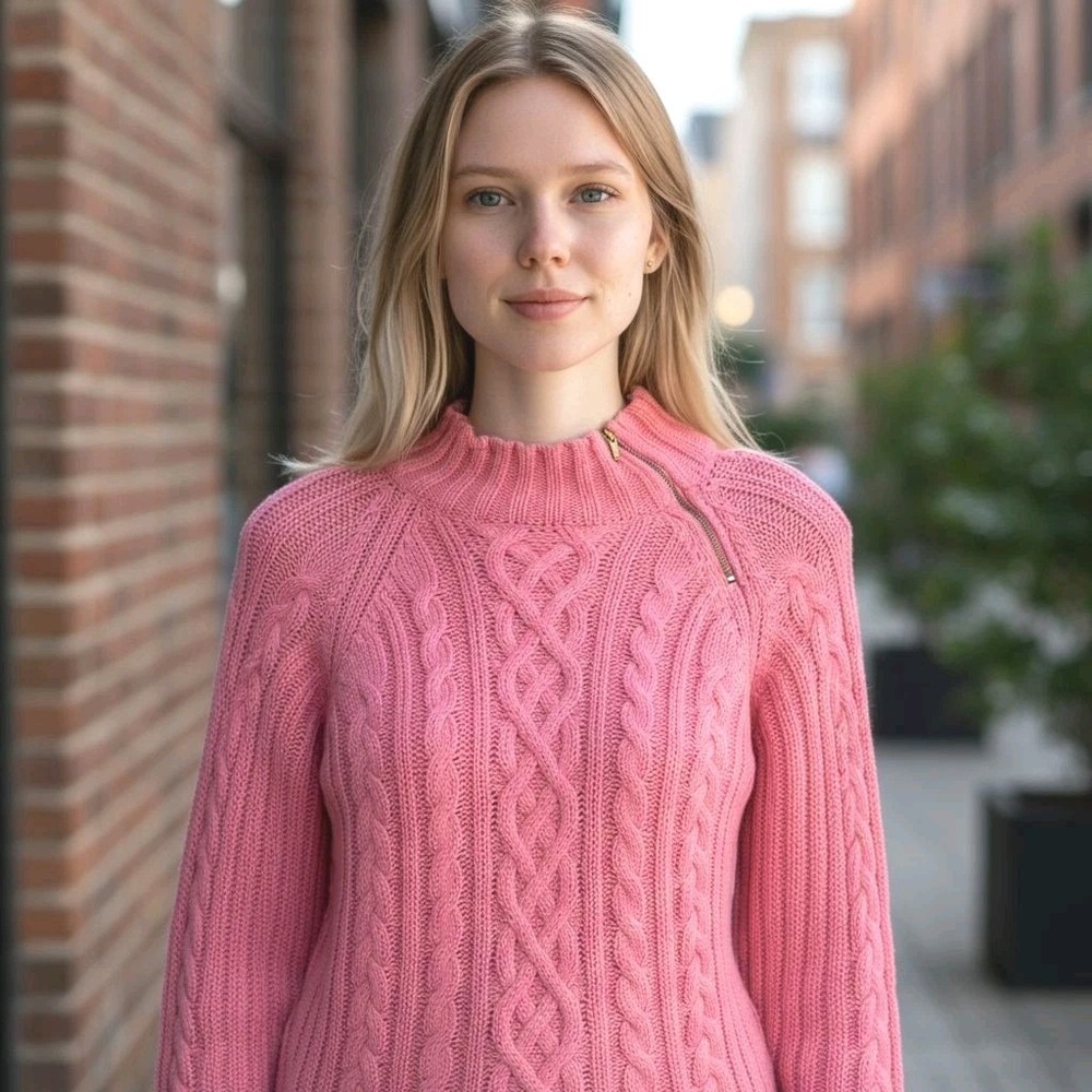 Ralph Lauren Sport Sweater Women Size Xl Coral Turtleneck Pullover Cable Knit - Picture 9 of 9